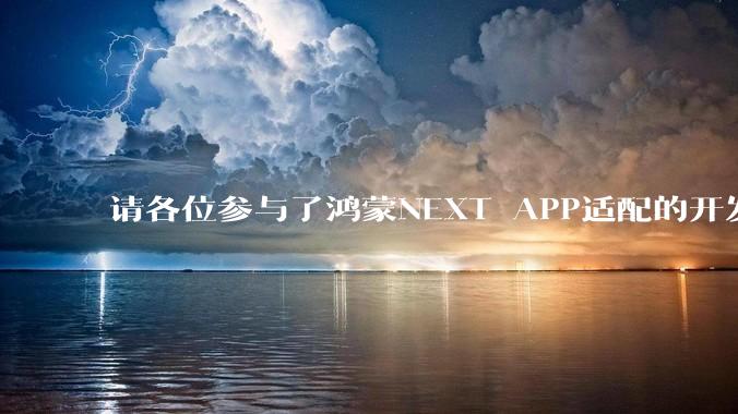 请各位参与了鸿蒙NEXT APP适配的开发者来谈一谈适配过程中的感受？